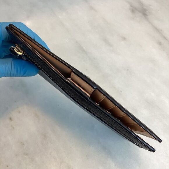 Kate Spade Cross Grain Leather Slim Sleek Snap & Zip Clutch Wallet - Picture 10 of 16